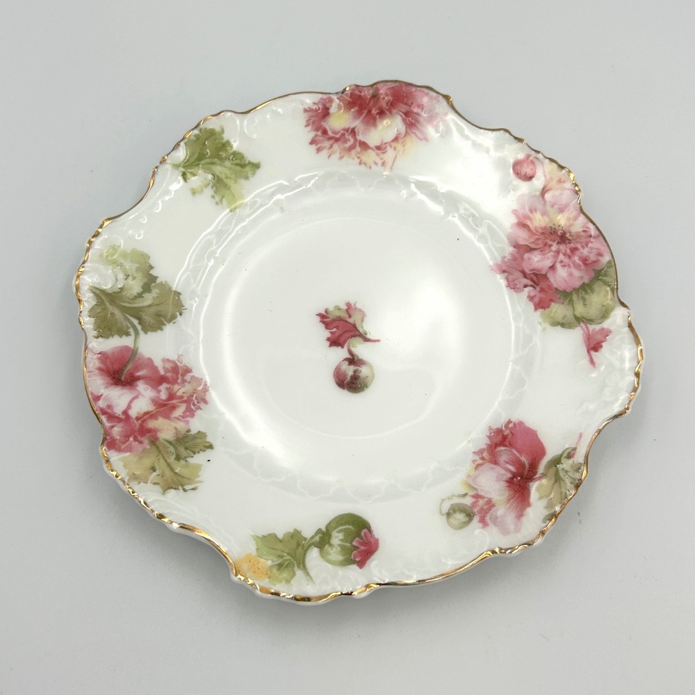 Antique Oscar Schlegelmilch Germany Porcelain Plates Set of 8 Pink Poppy Floral - Picture 15 of 16